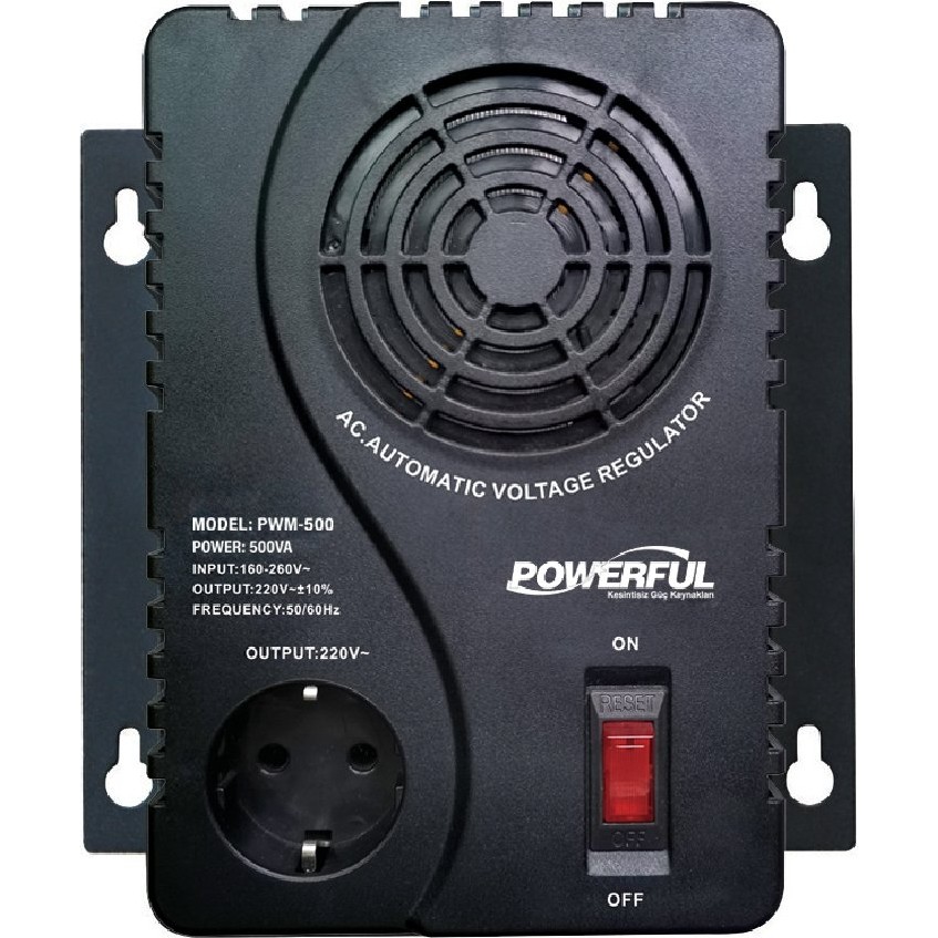Powerful PWM-500 500VA 250W Kombi, Buzdolabı Otomatik Voltaj Regülatörü Buzdolapları Fiyatı