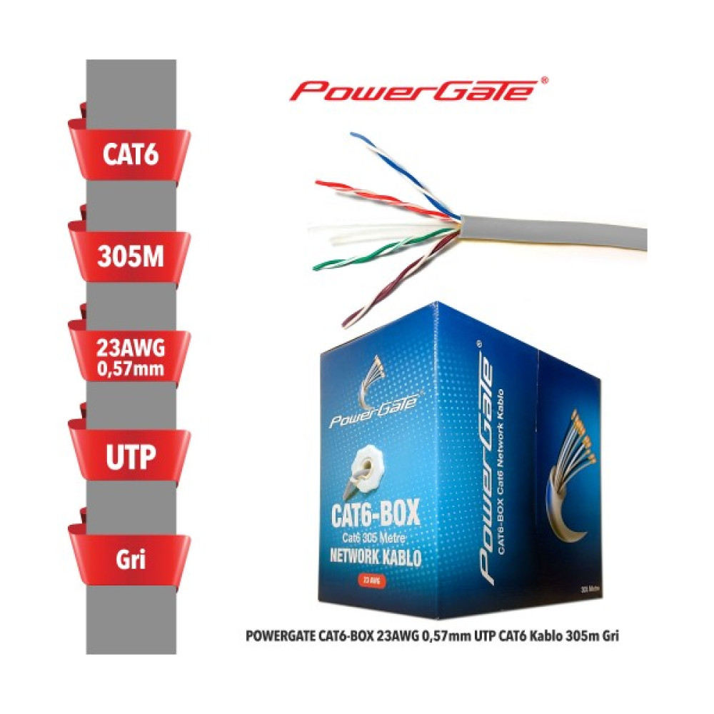 Powergate Network Kablosu 305 M - Gri Ağ / Network Kablosu Fiyatı