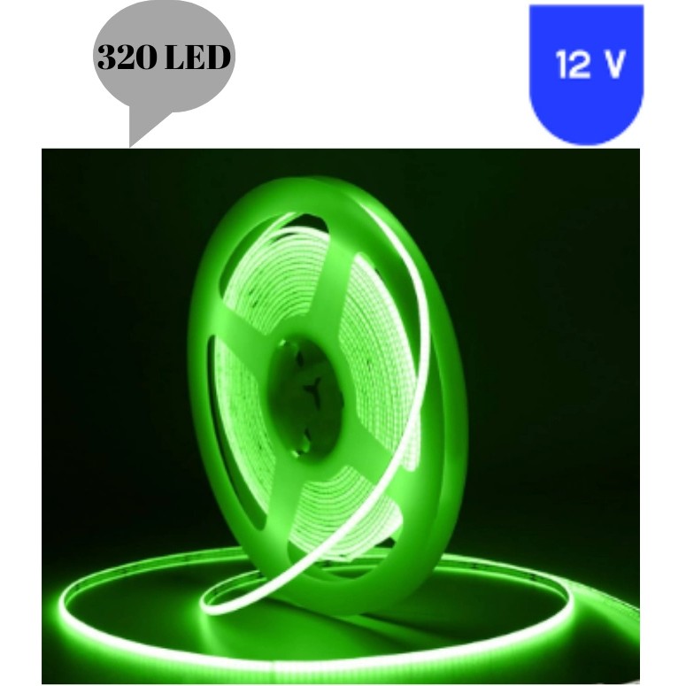 Powerr Led Aydınlatma 12 Volt 8 mm 320 Ledli Esnek Cob Şerit Yeşil Iç Mekan 5 Metre Led Aydınlatmalar Fiyatı