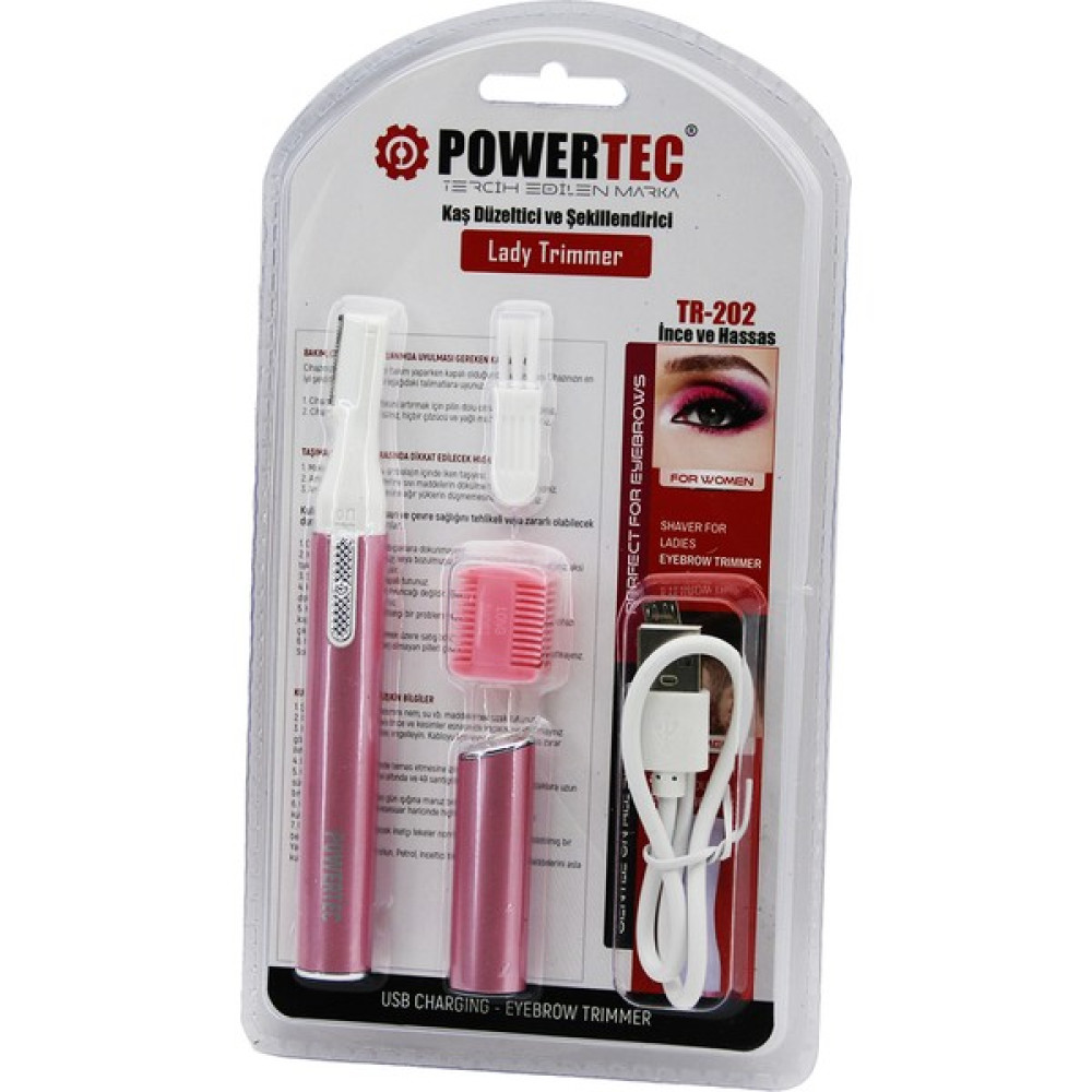 Powertec TR-202 Kaş Düzeltici - Şekillendirici Pembe - USB Şarjlı - Kalem Modeli (4539) Oto Boyaları Fiyatı