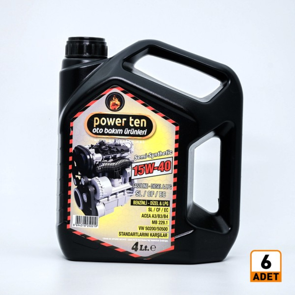 Powerten 15W40 Motor Yağı 4 Litre 6 Adet ( Üretim Yılı: 2022 ) Motor Yağı Fiyatı