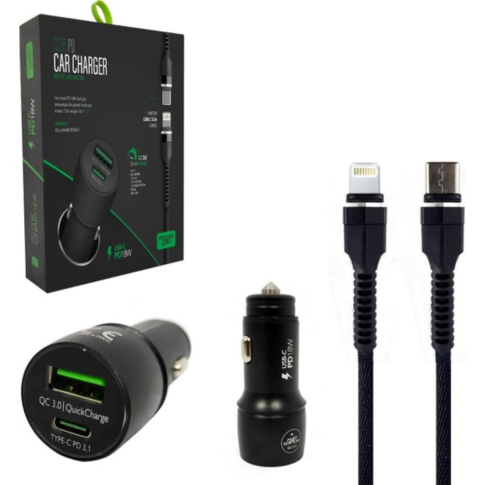 Powerway Telefon Araç Şarj Başlık USB Type-C To Apple iPhone Uyumlu PD18W Cc-35 Oto Boyaları Fiyatı