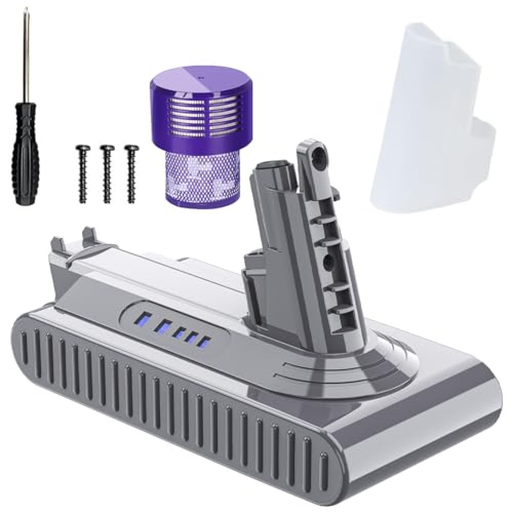POWTREE 7000mAh 25.2V Li-ion Replacement for Dyson V10 Battery 242151 Compatible with Dyson SV12 Series Vaccum Cleaner V10 Cyclone V10 Animal V10 Absolute V10 Motorhead,with Post Filter