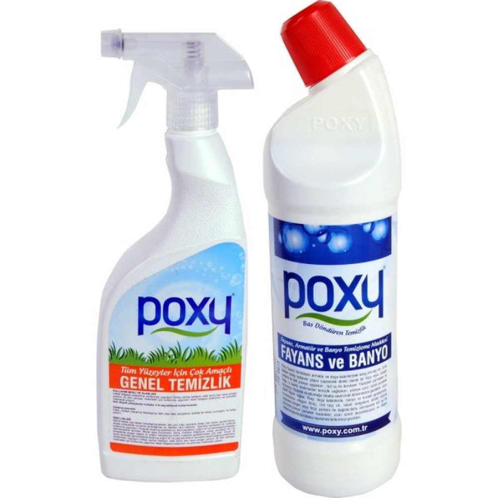Poxy Genel Temizlik 800 ml & Fayans ve Banyo 1 lt Set - 1,7 lt Temizlik Malzemeleri Fiyatı
