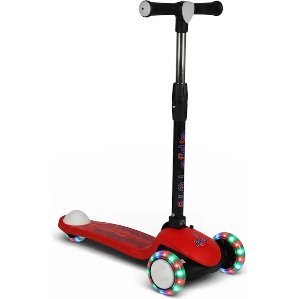 Pozart Pro Işıklı ve Katlanabilir LED Işıklı 3 Tekerlekli Çocuk Scooter 50KĞ Kapasite 3+Yaş - Kırmızı Diğer Fiyatı