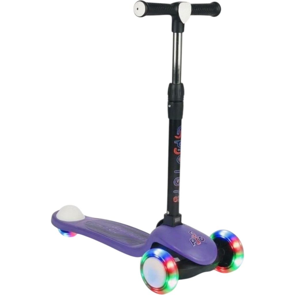 Pozart Pro Işıklı ve Katlanabilir LED Işıklı 3 Tekerlekli Çocuk Scooter 50KĞ Kapasite 3+Yaş - Mor Diğer Fiyatı