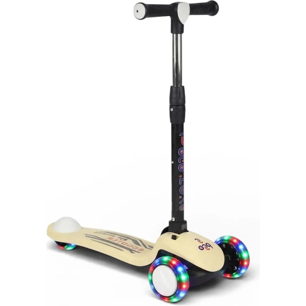 Pozart Pro Işıklı ve Katlanabilir LED Işıklı 3 Tekerlekli Çocuk Scooter 50KĞ Kapasite 3+Yaş - Sarı Diğer Fiyatı
