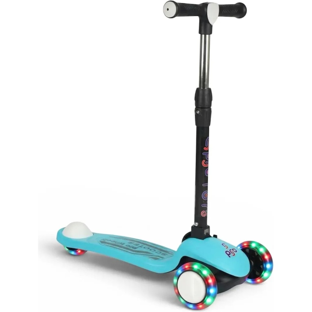 Pozart Pro Işıklı ve Katlanabilir LED Işıklı 3 Tekerlekli Çocuk Scooter 50KĞ Kapasite 3+Yaş - Turkuaz Diğer Fiyatı