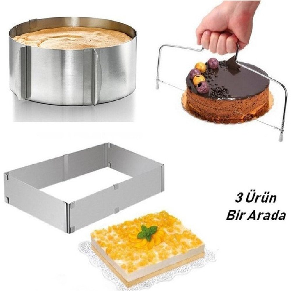 Pozitif Ayarlanabilir Ayarlı Yuvarlak ve Kare 9 cm Ekmek Kek Pasta Pandispanya Kesme Teli Kek Kalıpları Fiyatı