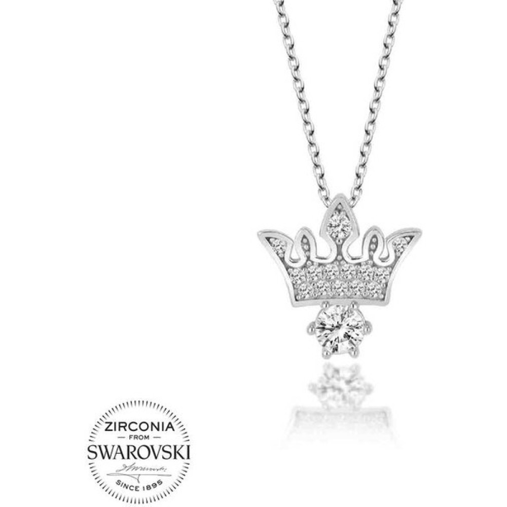 Pozitif Mağaza Swarovski Taşlı Gümüş Kral Tacı Bayan Kolye Gümüş Kolye Fiyatı