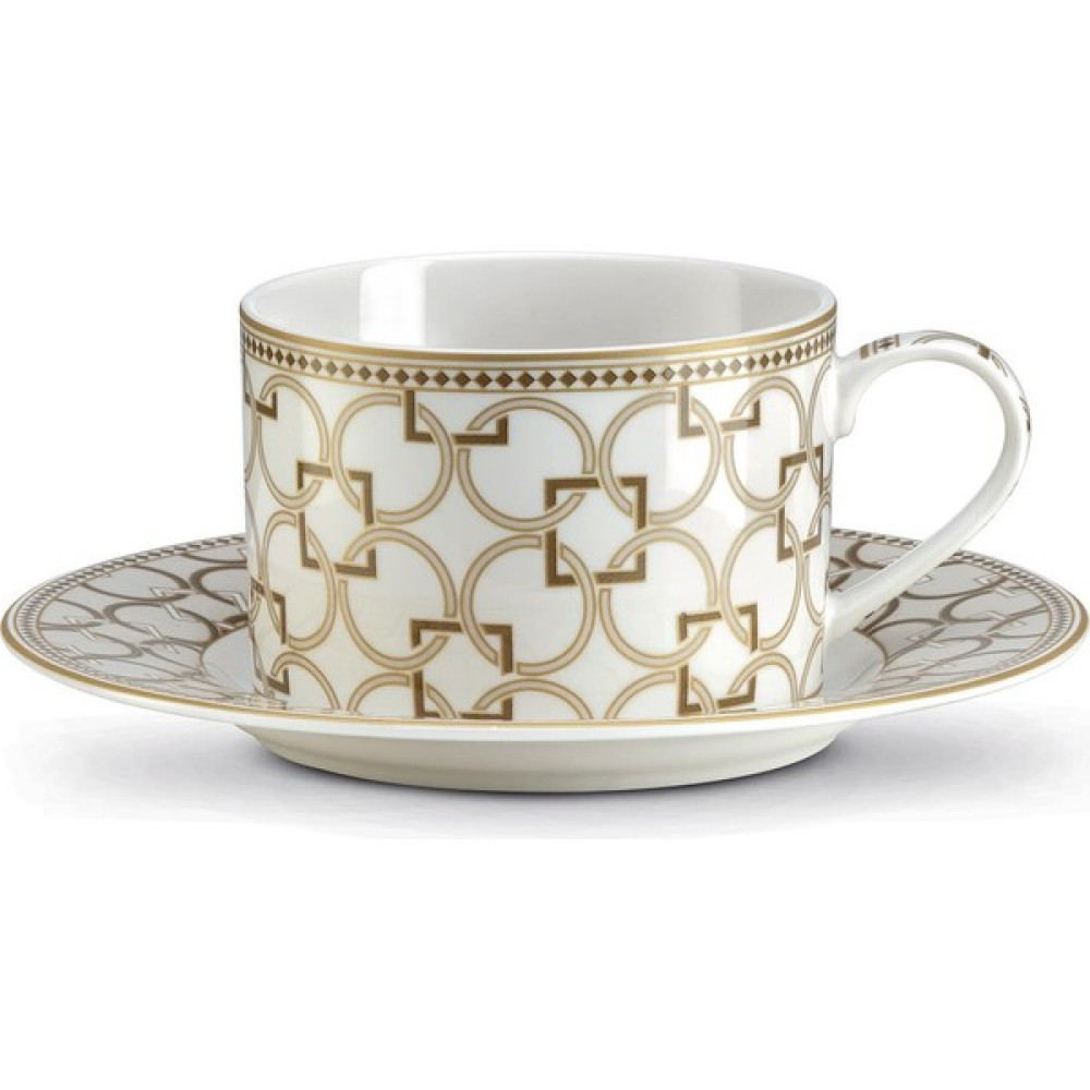 Pozzi Milano Deco Porselen Çay Fincanı 220 ml & Tabağı - Beyaz - Gold Fincan / Bardak / Kahve Takımı Fiyatı