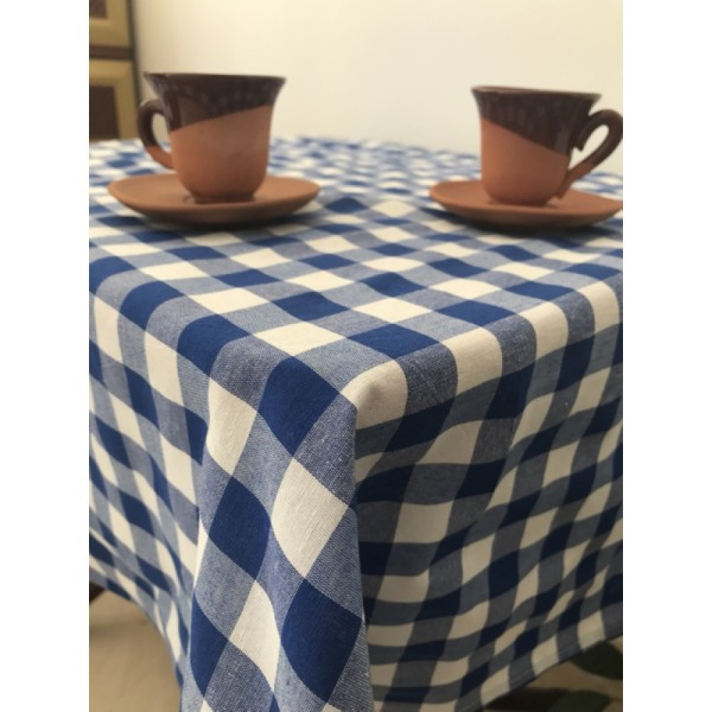 Pratik Dikisco Mavi Nostalji Büyük Pötikare Desen Pötikareli Masa Örtüsü - Piknik Yer Örtüsü - Sofra Bezi - Beyaz - Mavi - 160 x 200 cm Masa Örtüsü Fiyatı