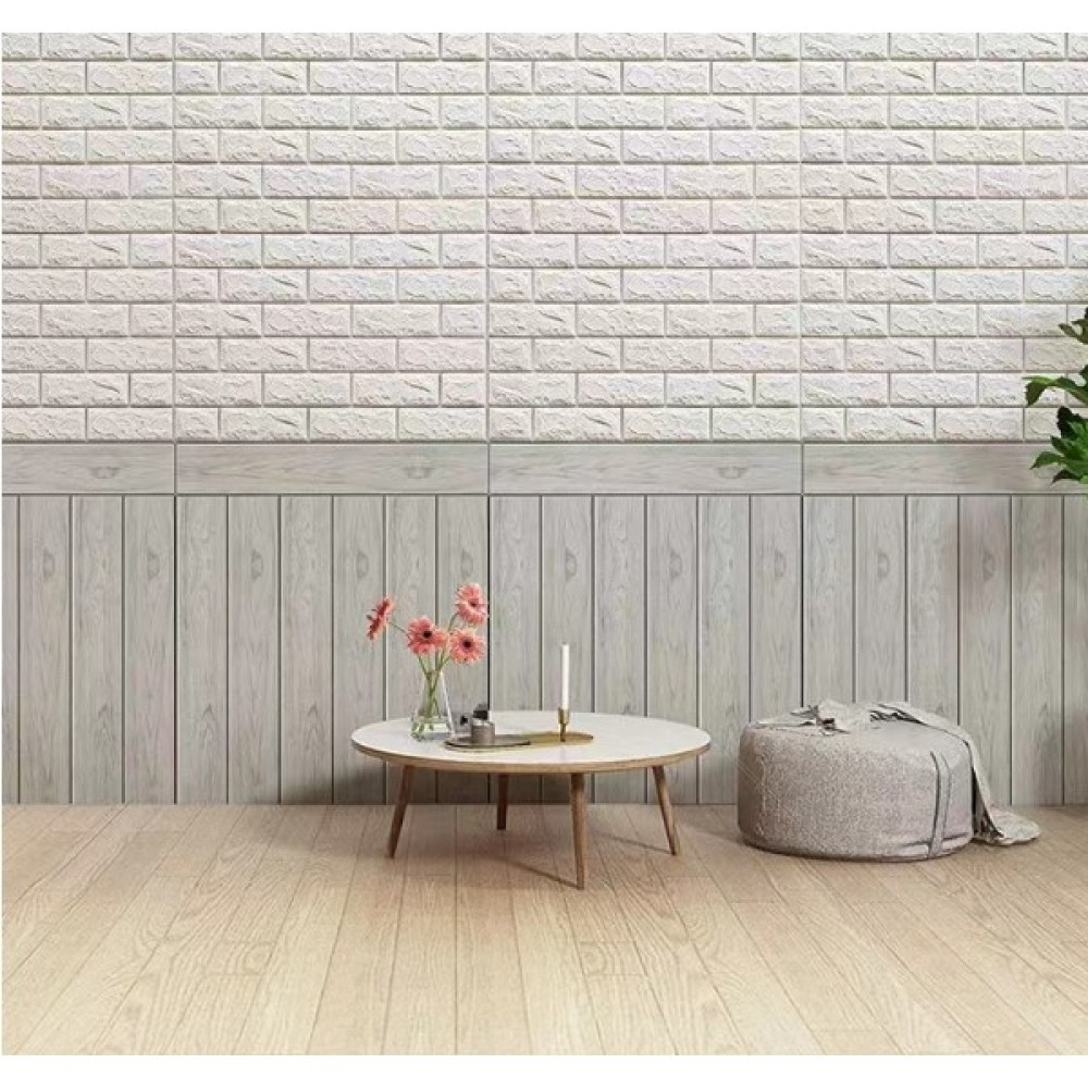 Pratik Duvarlar 3D Kendinden Yapışkanlı Lambiri Desen Duvar Kağıdı - Açık Gri - 70 x 70 cm Duvar Kağıdı Fiyatı