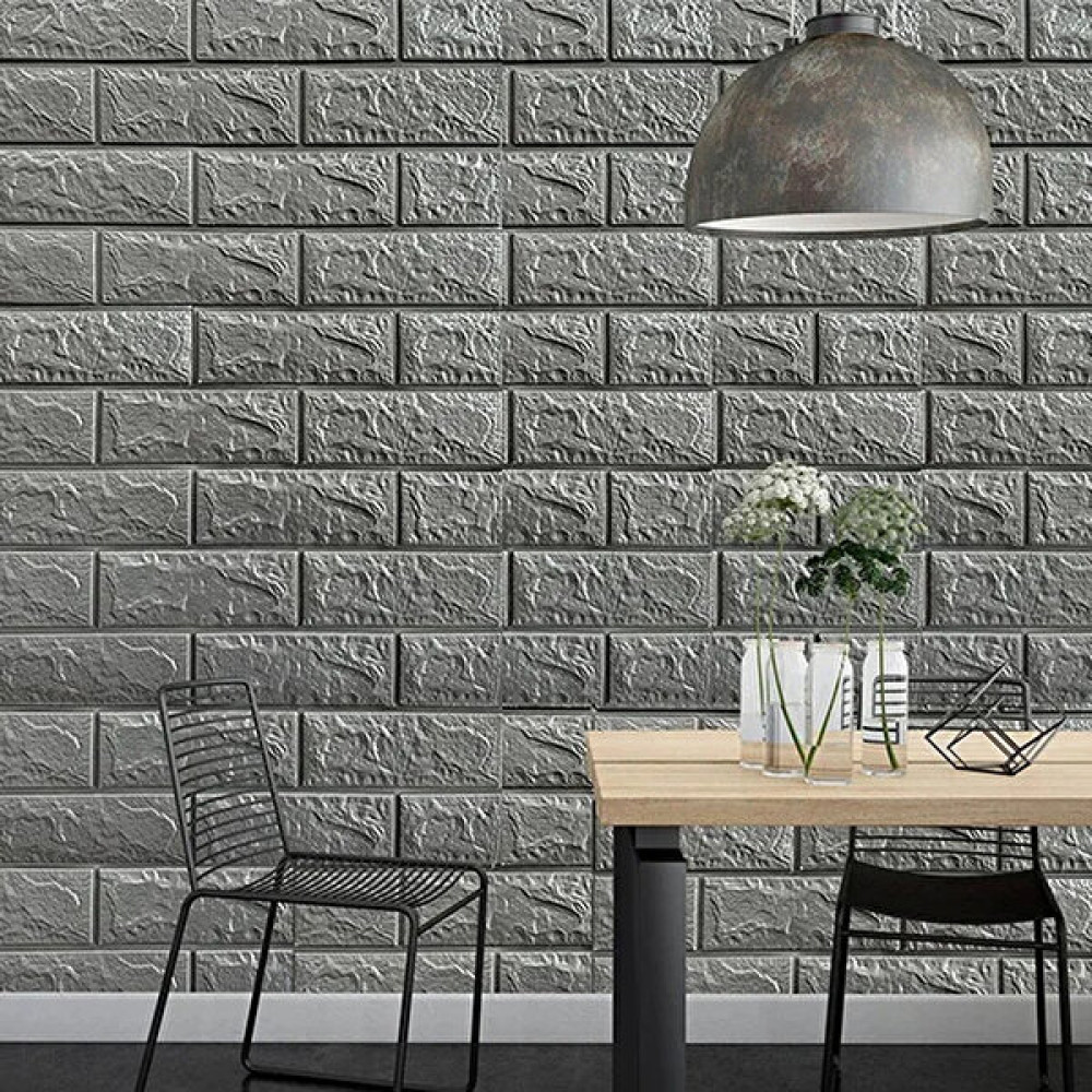 Pratik Duvarlar Kendinden Yapışkanlı Duvar Kağıdı 3D Duvar Kağıdı Taş Desenli Duvar Kağıdı Duvar Paneli - Gri - 70 x 77 cm Duvar Kağıdı Fiyatı
