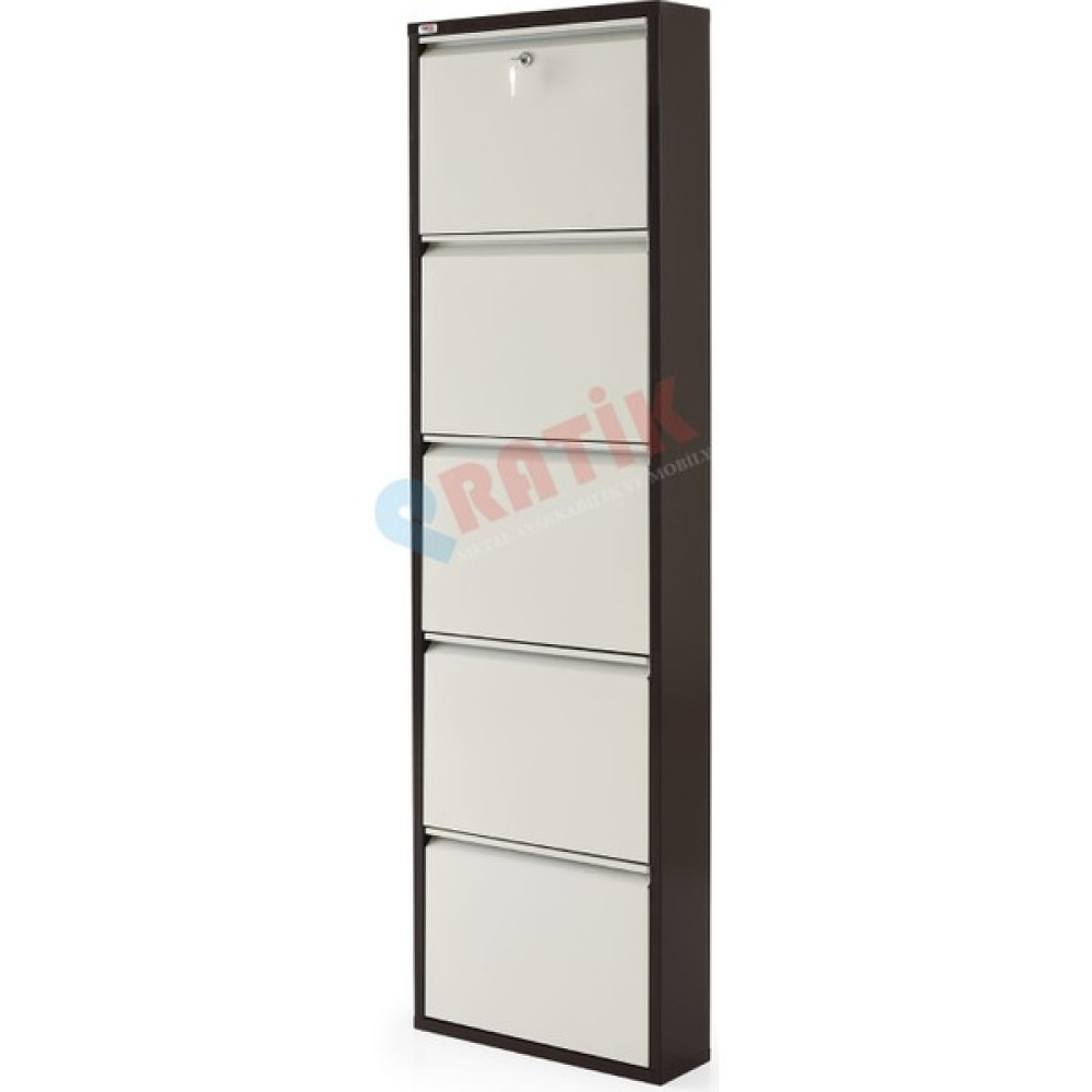 Pratik Metal Ayakkabılık ve Mobilya 5'li Kilitli Pratik Metal Ayakkabılık (Kahve-Krem) - Kahverengi - Krem Ayakkabılık Fiyatı