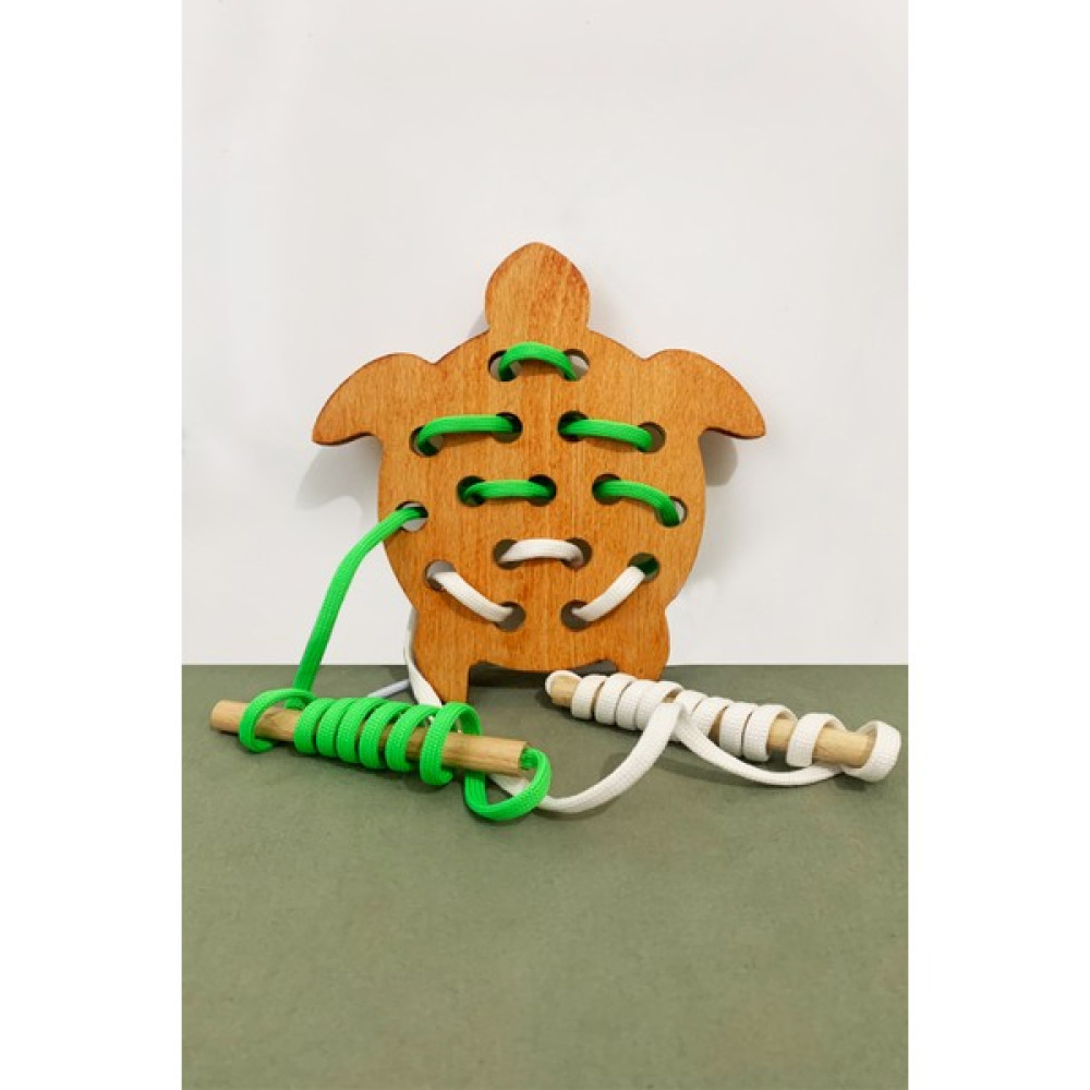 Pratik Set Oyuncak Ip Geçirme - Ahşap Ip Geçirme Oyunu - Eğitici Oyuncak - Ip Geçirme Kaplumbağa - Montessori Oyunu - Ahşap Desenli Bebek Oyuncakları Fiyatı