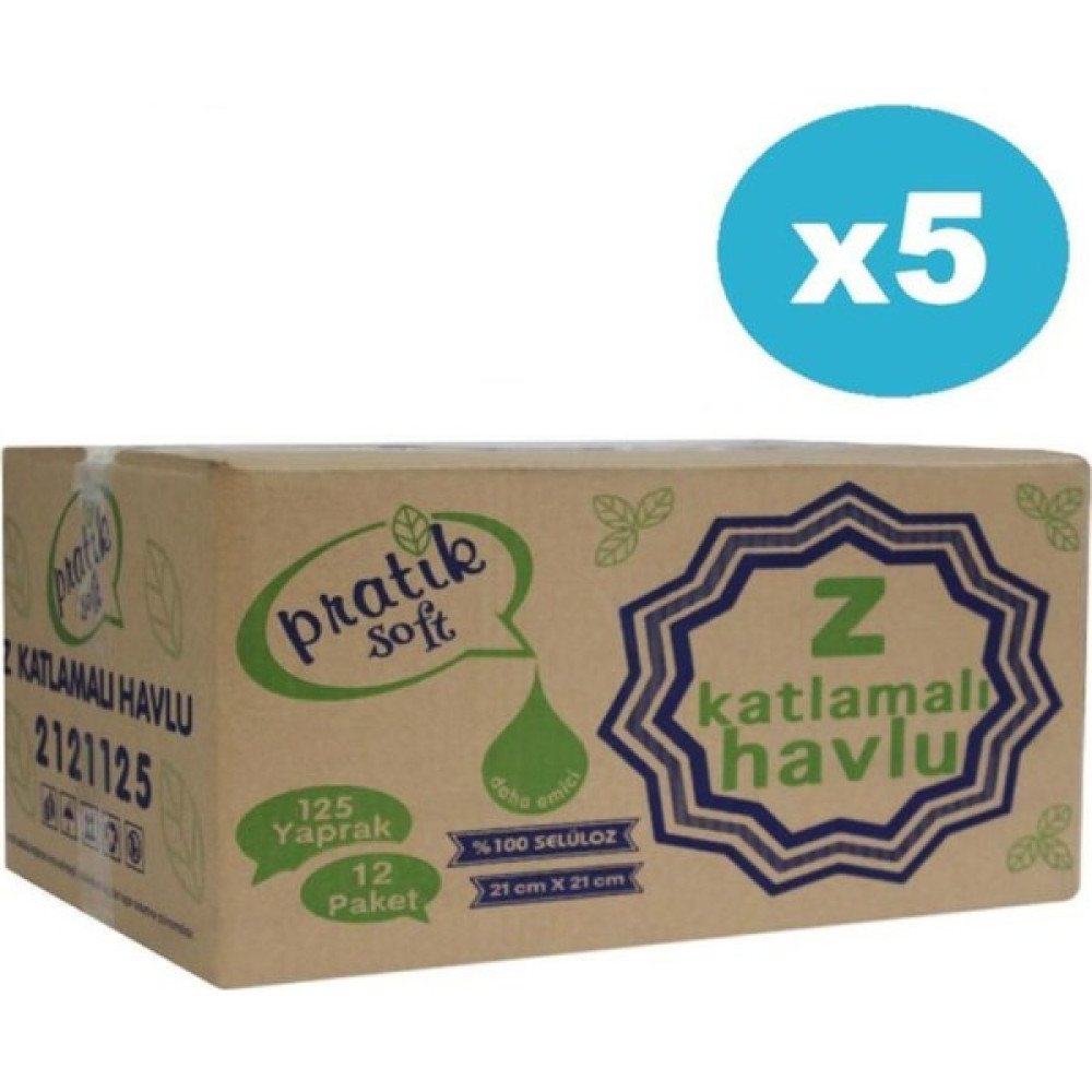 Pratik Soft 5 Koli Z Katlama Dispenser Kağıt Havlu 125 x 60 Paket Kağıt Havlu Fiyatı