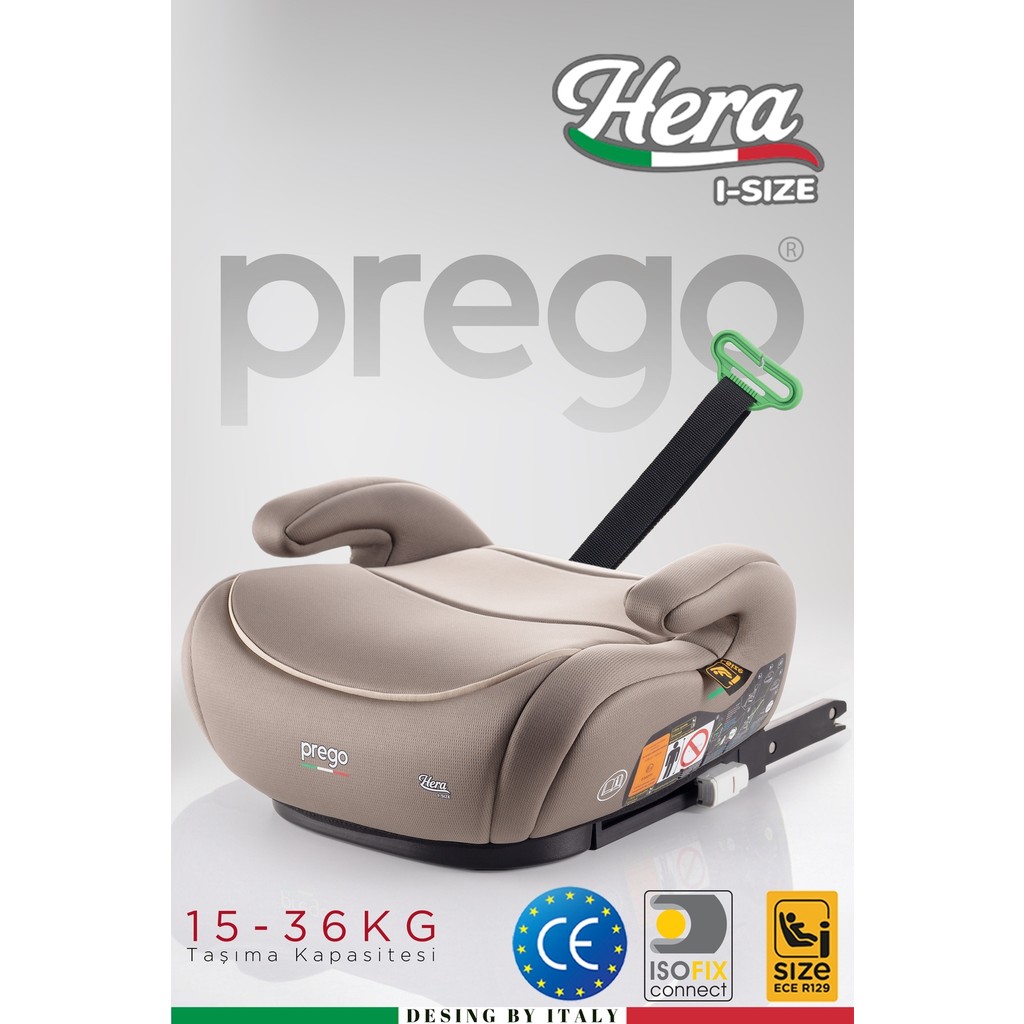 Prego Hera 15-36 kg Emniyet Kemeriyle Kullanılabilen Isofixli Yükseltici Oto Koltuğu I-Size-Belgeli - Bej Bebek Oto Koltuğu Fiyatı