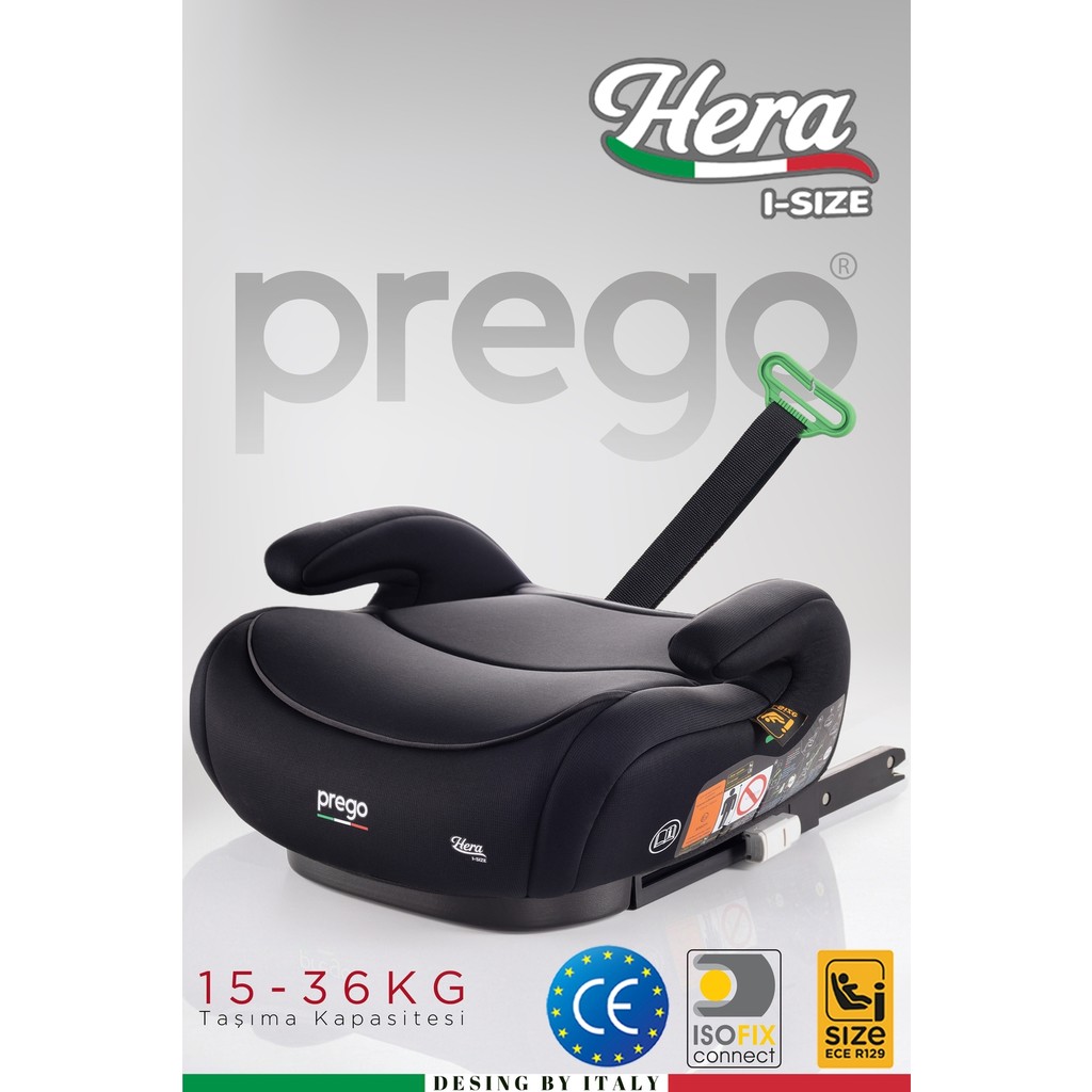 Prego Hera 15-36 kg Emniyet Kemeriyle Kullanılabilen Isofixli Yükseltici Oto Koltuğu I-Size-Belgeli - Siyah Bebek Oto Koltuğu Fiyatı