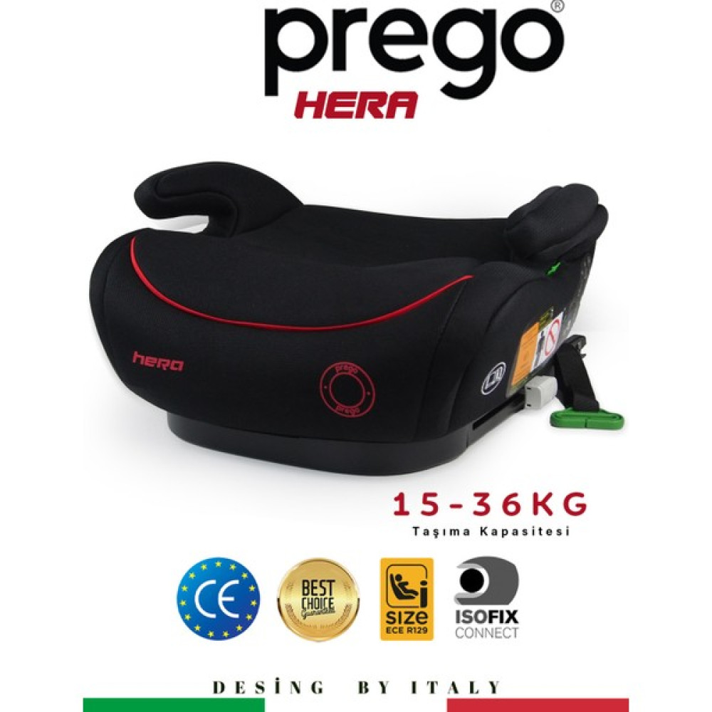 Prego Hera 15-36 kg Emniyet Kemeriyle Kullanılabilen Isofixli Yükseltici Oto Koltuğu - Kırmızı Bebek Oto Koltuğu Fiyatı