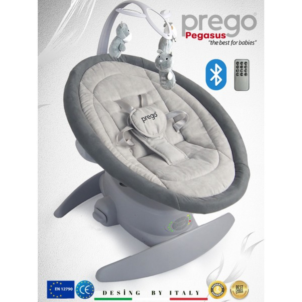 Prego Pegasus Dönebilen Elektrikli ve Pilli Otomatik Ana Kucağı Bluetoothlu - Gri Ana Kucağı Fiyatı