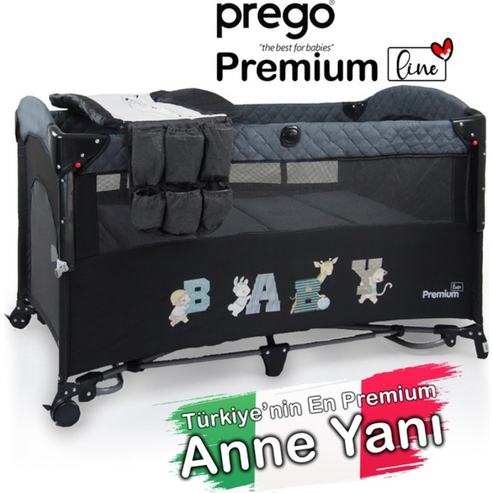 Prego Premium Anne Yanı Oyun Parkı 70*120 cm 8048 - Füme Park Yatak / Oyun Parkı Fiyatı