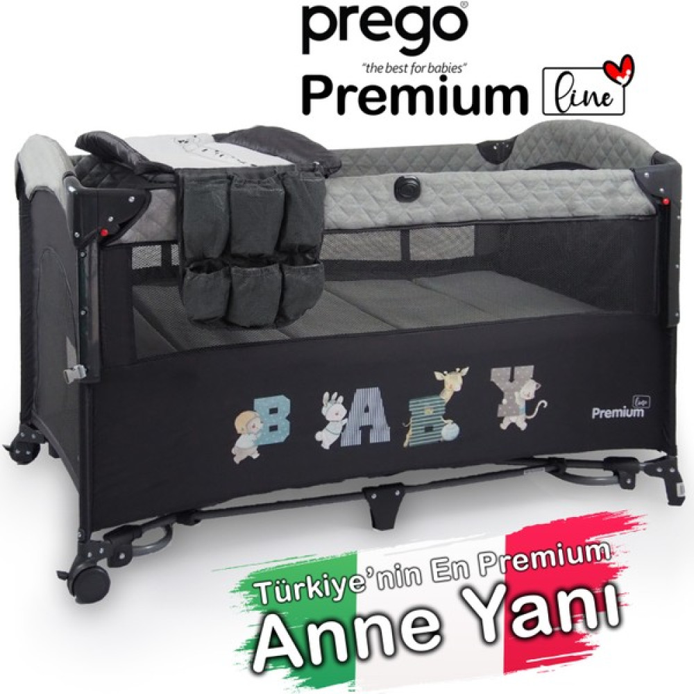 Prego Premium Anne Yanı Oyun Parkı 70*120 cm 8048 - Gri Park Yatak / Oyun Parkı Fiyatı