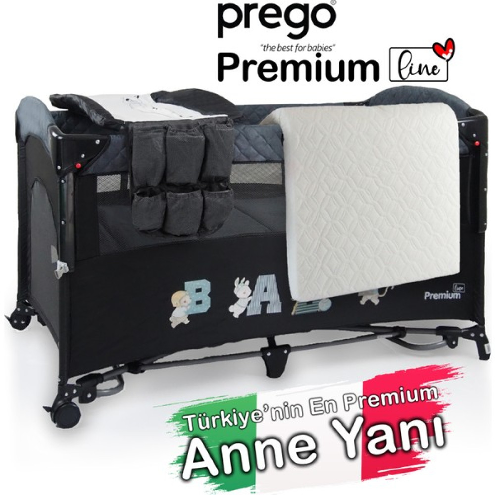 Prego Premium Anne Yanı Oyun Parkı 70*120 cm + Yatak - Füme Park Yatak / Oyun Parkı Fiyatı