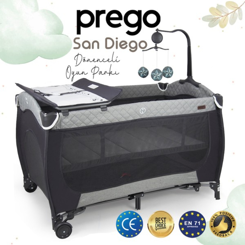 Prego San Diego Oyun Parkı Gri 70*120 cm 8029 Park Yatak / Oyun Parkı Fiyatı