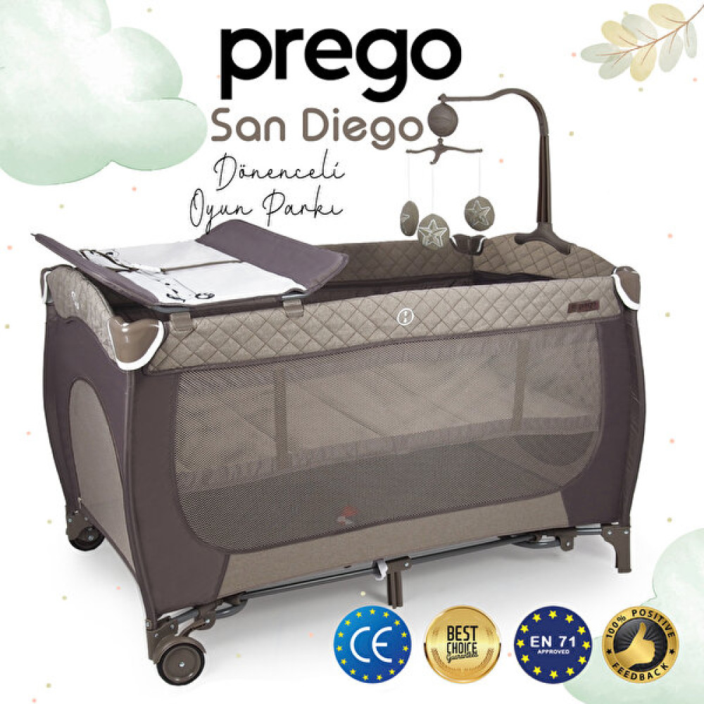 Prego San Diego Plus Dönenceli Oyun Parkı 70x120 cm - 70x120cm - Bej Park Yatak / Oyun Parkı Fiyatı