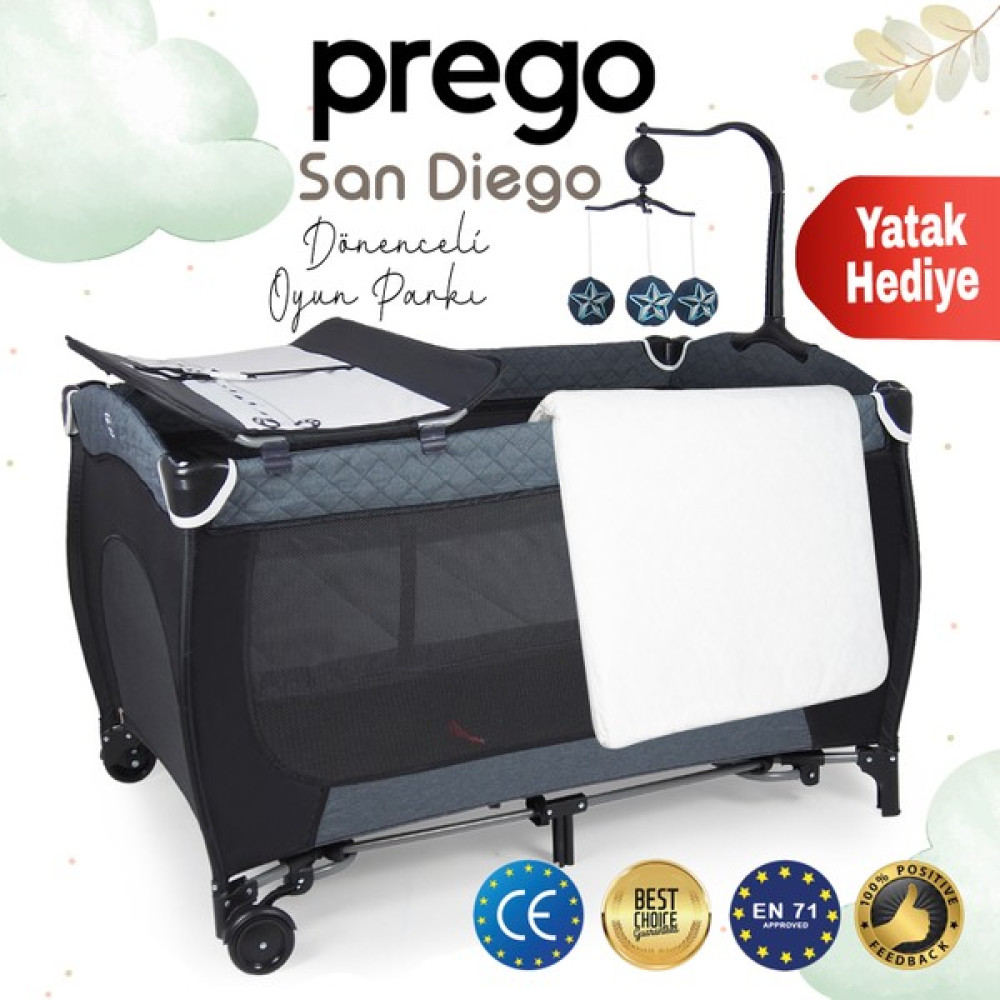 Prego San Diego Plus Oyun Parkı 70*120 cm + Yatak - Füme Park Yatak / Oyun Parkı Fiyatı