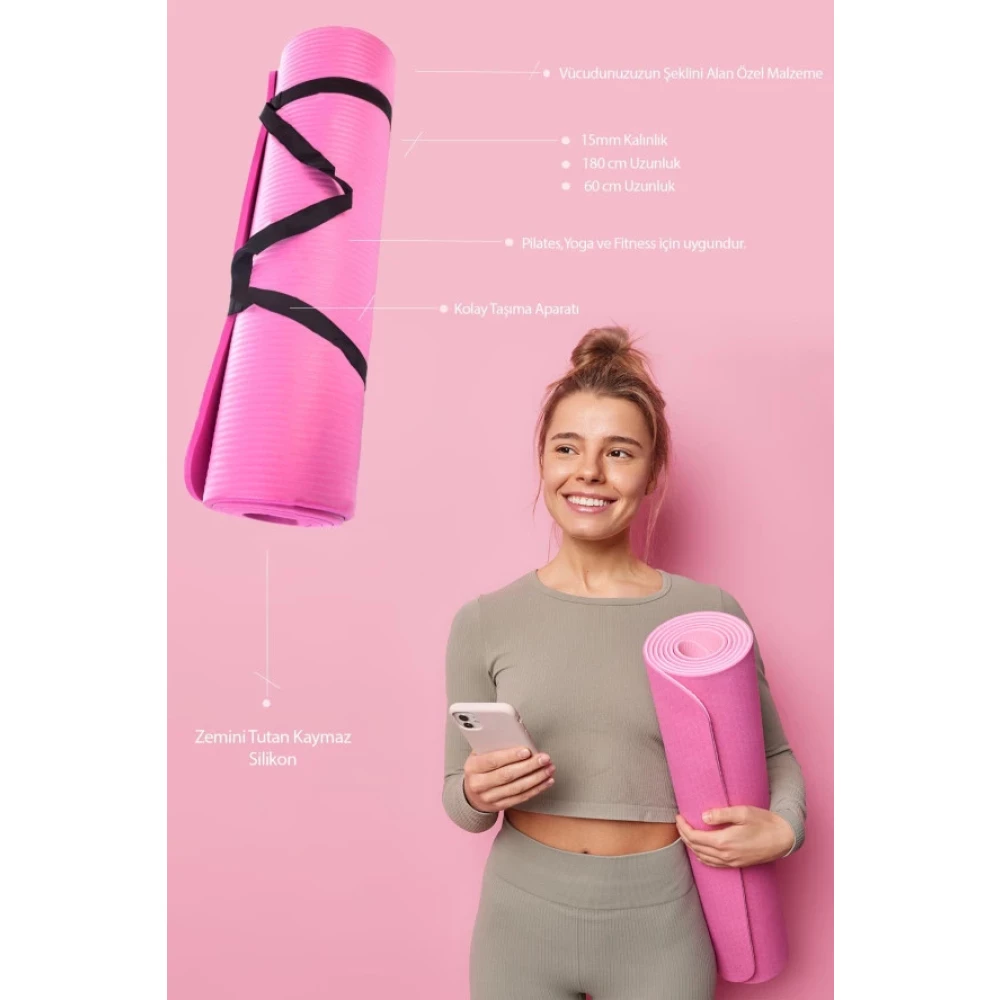 Premium 15Mm Silikon Kaymaz Malzeme Yoga Ve Pilates Mati Yoga Minderi Fitness Kondisyon Aksesuarları Fiyatı