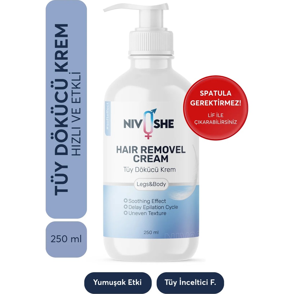 Premium 250ml Tüy Dökücü Krem Tüm Vücut Ve Cilt Tipleri Büyük Boy Nemlendiricili Anında Lazer Etkili - Naturel Diğer Fiyatı