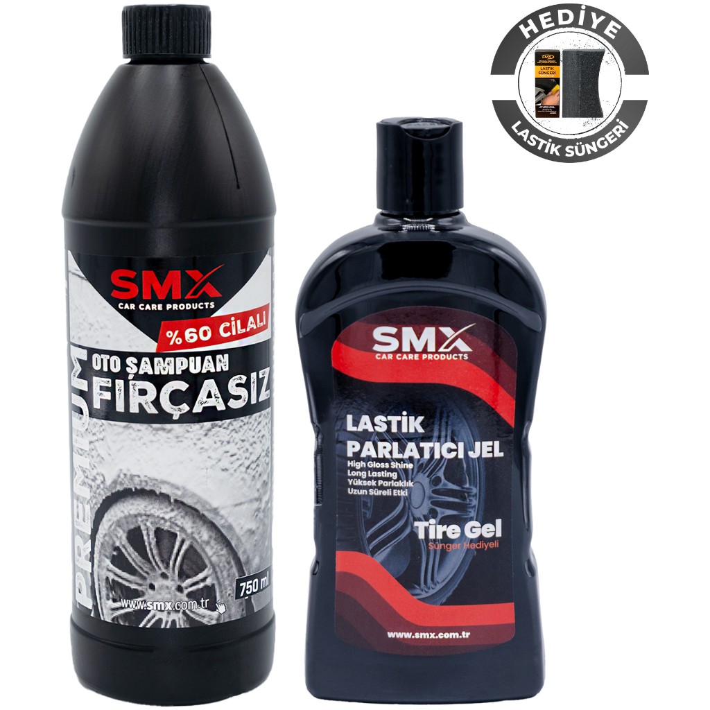 Premium %60 Cilalı Fırçasız Oto Şampuanı 750 ml + +Jel Lastik Parlatıcı 500 ml + Sünger Hediye - 1 lt Bulaşık Yıkama Fiyatı