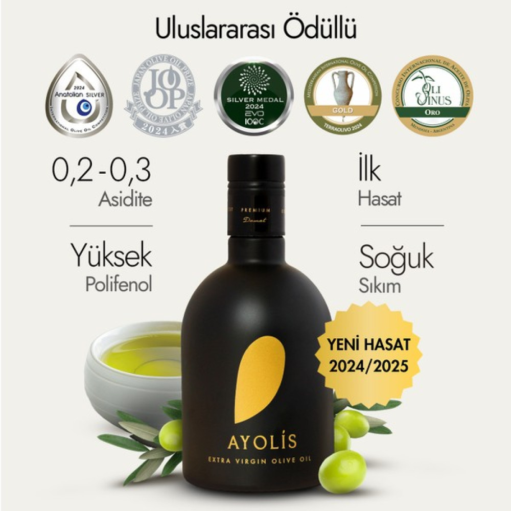 Premium Gurme Domat Zeytinyağı 500 Ml Ödüllü Yüksek Polifenollü Erken Hasat Soğuk Sıkım Natürel Sızma Zeytinyağı Diğer Fiyatı