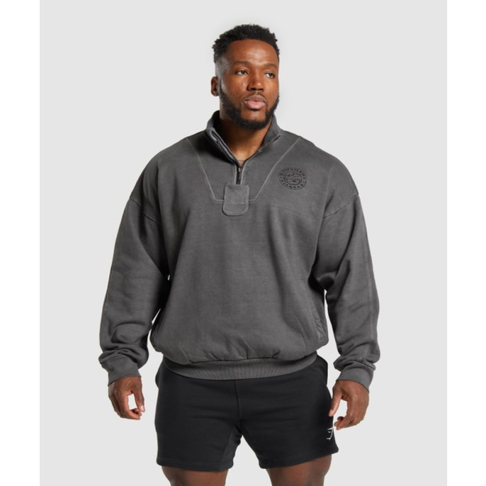 Premium Legacy 1/4 Fermuarlı Sweatshirt Extreme Oversized, 480GSM Ağır Kumaş - 00E-Gri - L Oto Boyaları Fiyatı