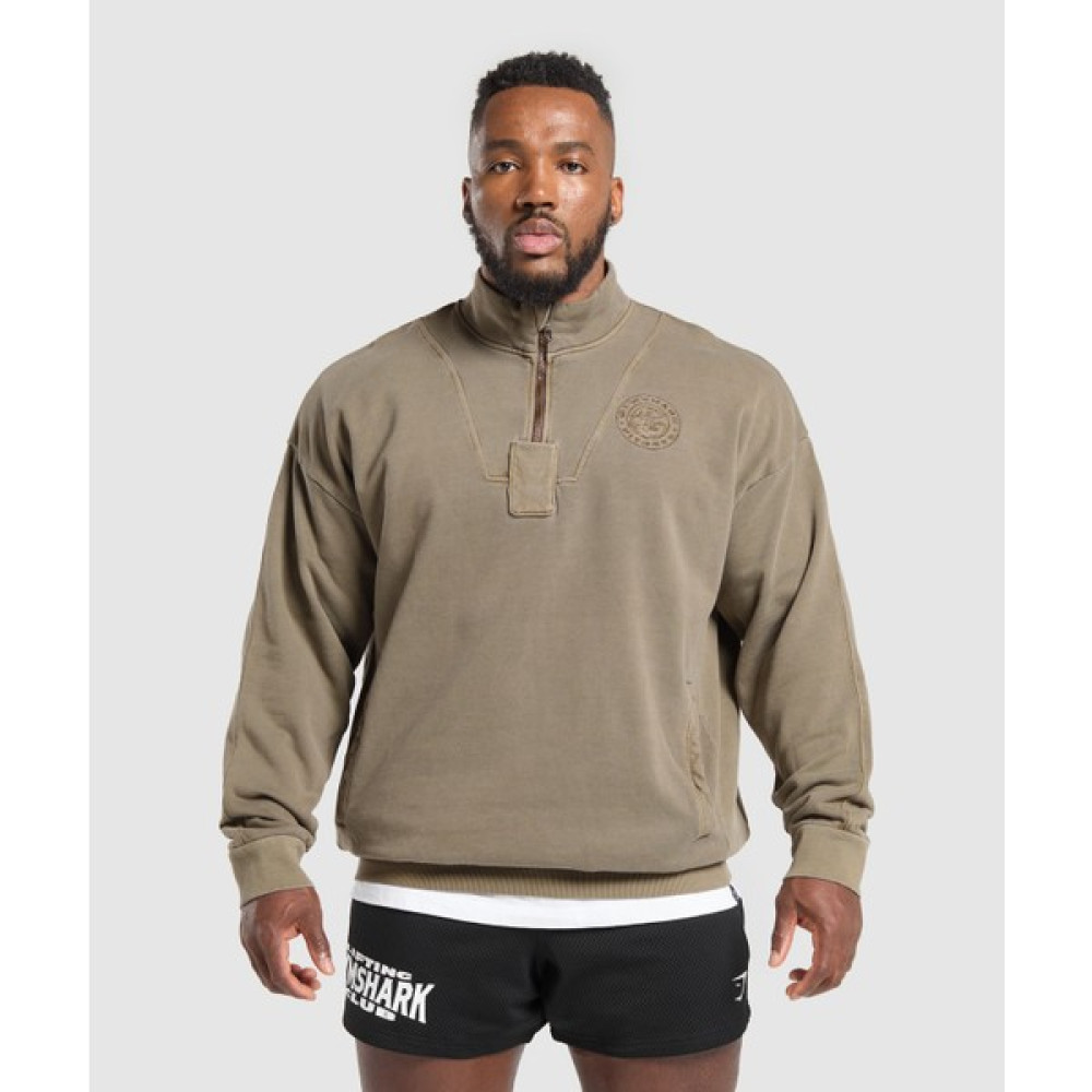 Premium Legacy 1/4 Fermuarlı Sweatshirt Extreme Oversized, 480GSM Ağır Kumaş - 758 Kahverengi - XL Oto Boyaları Fiyatı