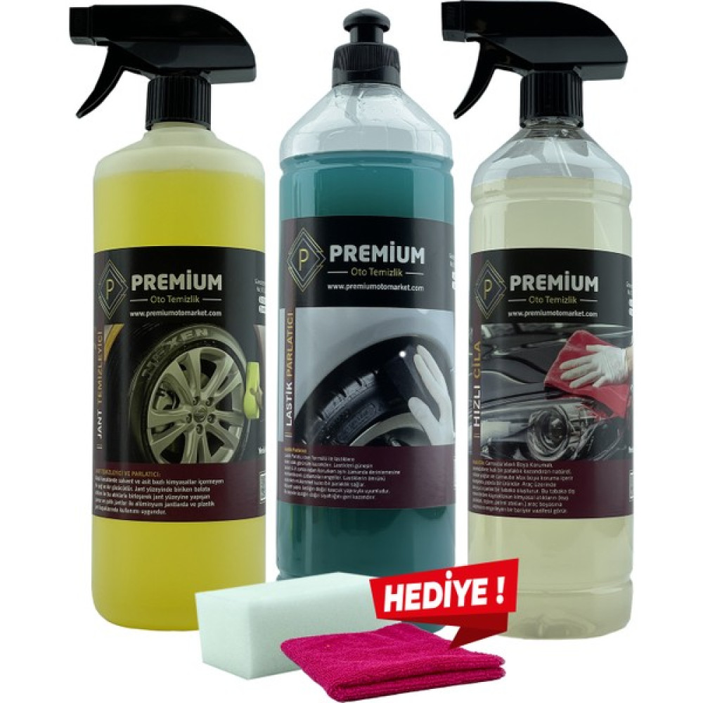 Premium Oto Market 3'lü Oto Bakım ve Temizlik Seti ( 1 Litre ) Oto Bakım & Temizlik Ürünleri Fiyatı