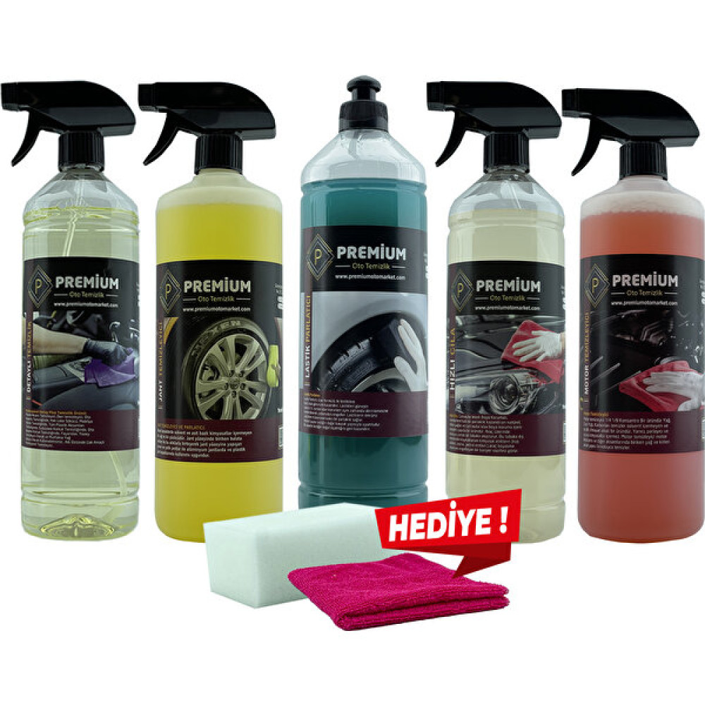 Premium Oto Market 5'li Oto Bakım ve Temizlik Seti ( 1 Litre ) Oto Bakım & Temizlik Ürünleri Fiyatı