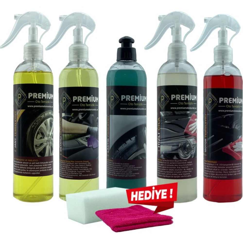 Premium Oto Market 5'li Oto Bakım ve Temizlik Seti ( 400 ml ) Oto Bakım & Temizlik Ürünleri Fiyatı