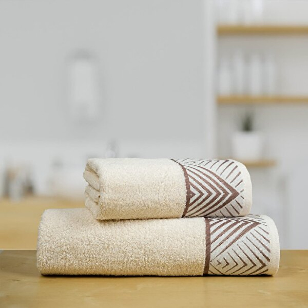 Premium Pamuk Banyo Havlu Seti Piramit [50X90 cm El ve Baş Havlusu, 70X140 cm Banyo Havlusu] - 70 x 140 cm - 50 x 90 cm - Krem Banyo Havlusu Fiyatı