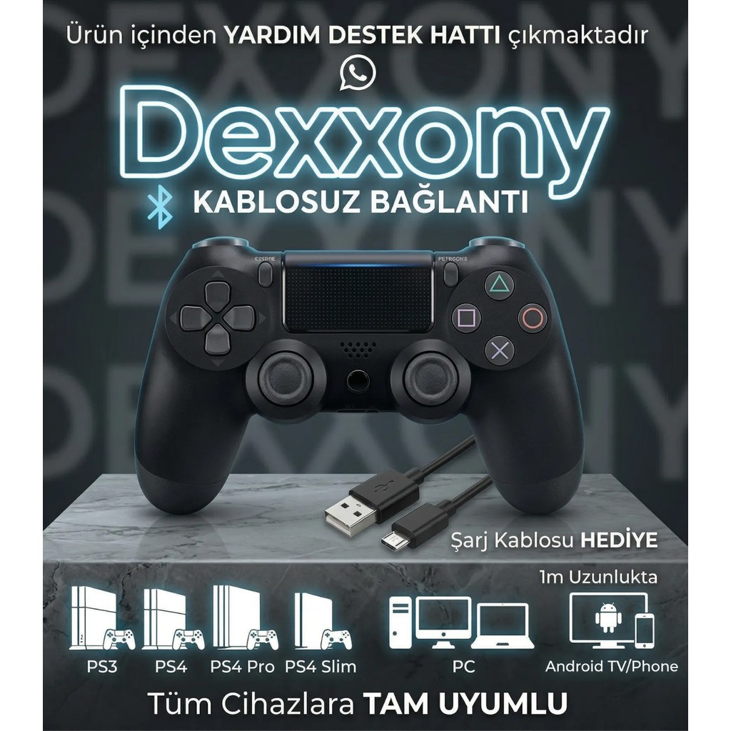 Premium Ps4 Oyun Kolu Kablolu&kablosuz Kullanım Bluetoothlu Bilgisayar Uyumlu Kol Gamepad Joystick - Siyah Xbox Oyun Kolu ve Aksesuarları Fiyatı