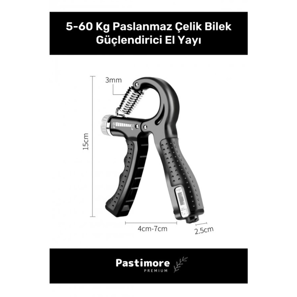 Premium Sayaçlı El Yayı Bilek Kası Güçlendirici Ayarlanabilir El Yayı 5-60 Kg Bilek Güçlendirici Kondisyon Aletleri Fiyatı