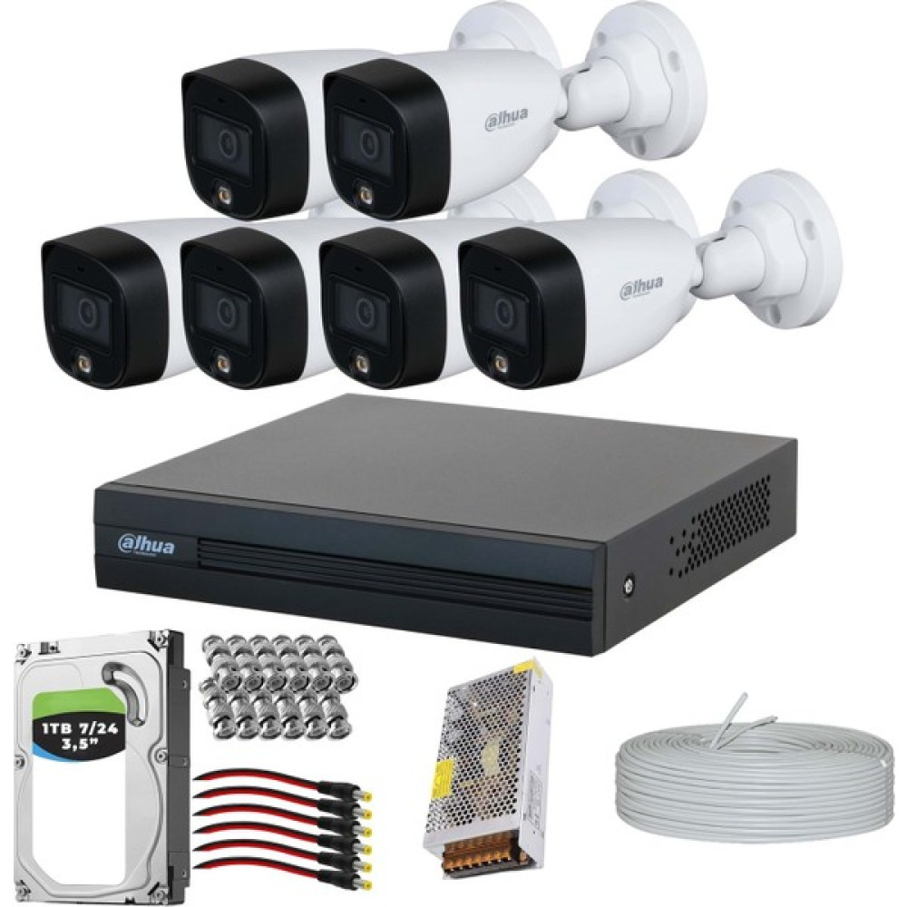 Premium Set Dahua 6 Kameralı Full Color 7/24 Renkli Kamera Sistemi 1tb HDD Güvenlik Kameraları Fiyatı