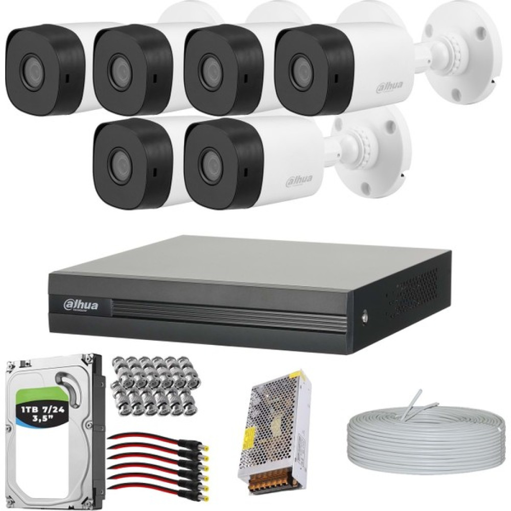 Premium Set Dahua 6 Kameralı Güvenlik Kamera Sistemi Hazır Set 1tb 7/24 HDD Güvenlik Kameraları Fiyatı