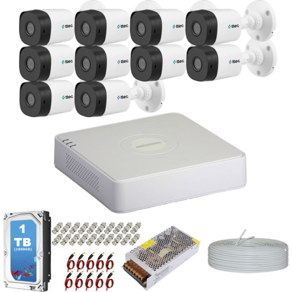 Premium Set Hıkvısıon Ttec 10 Kameralı Güvenlik Kamera Hazır Set 1Tb 7/24 Hdd Güvenlik Kameraları Fiyatı