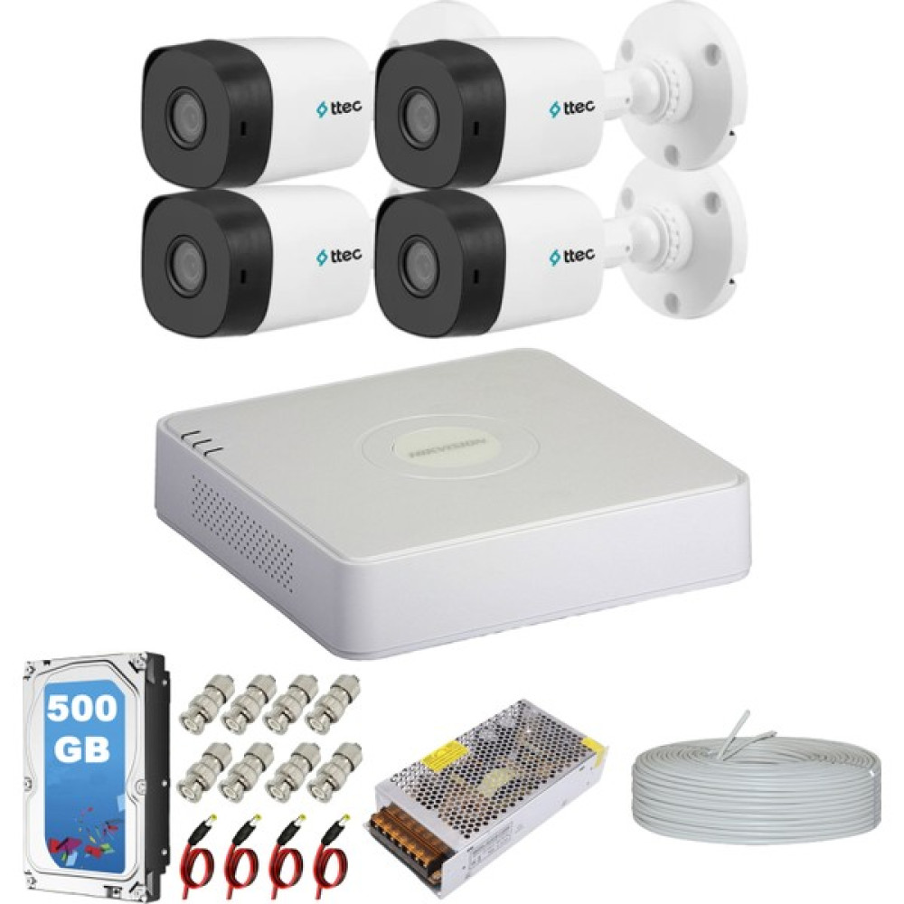 Premium Set Hıkvısıon Ttec 4 Kameralı Güvenlik Kamera Hazır Set 500Gb Hdd Güvenlik Kameraları Fiyatı