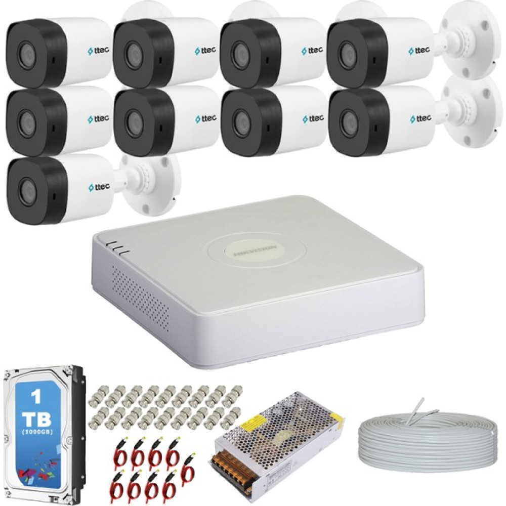Premium Set Hıkvısıon Ttec 9 Kameralı Güvenlik Kamera Hazır Set 1Tb 7/24 Hdd Güvenlik Kameraları Fiyatı