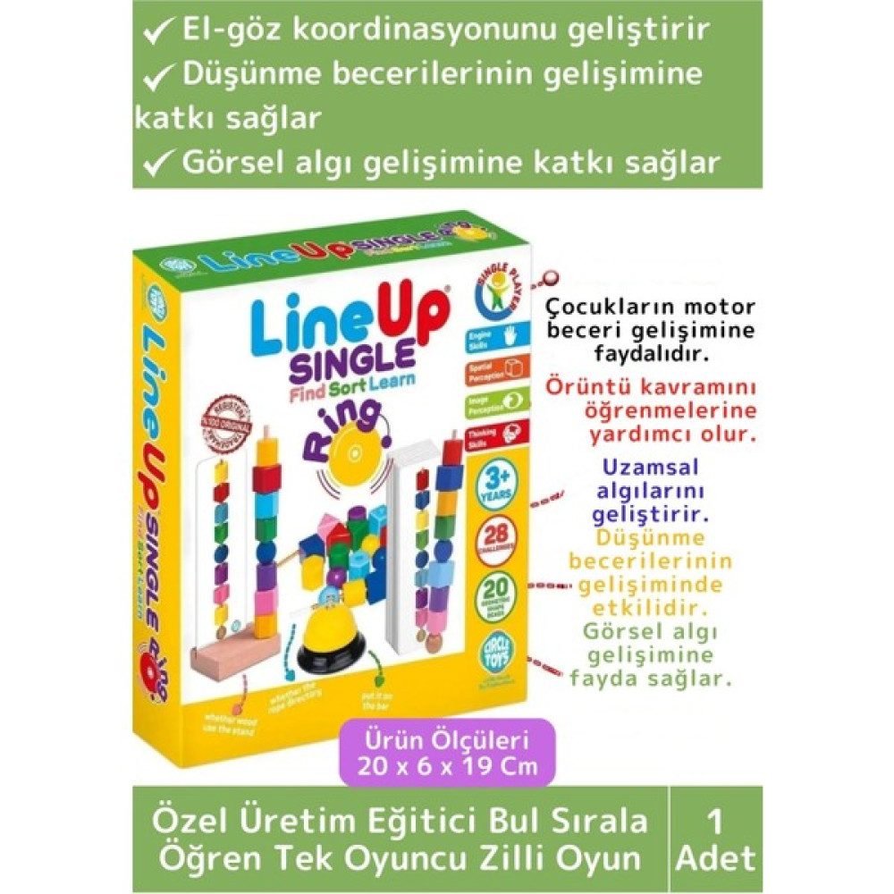Premium Zeka Geliştirici Öğretici Lineup Single Ring Bul Sırala Ögren Tek Oyuncu Zilli Oyun Eğitici Oyuncak Fiyatı