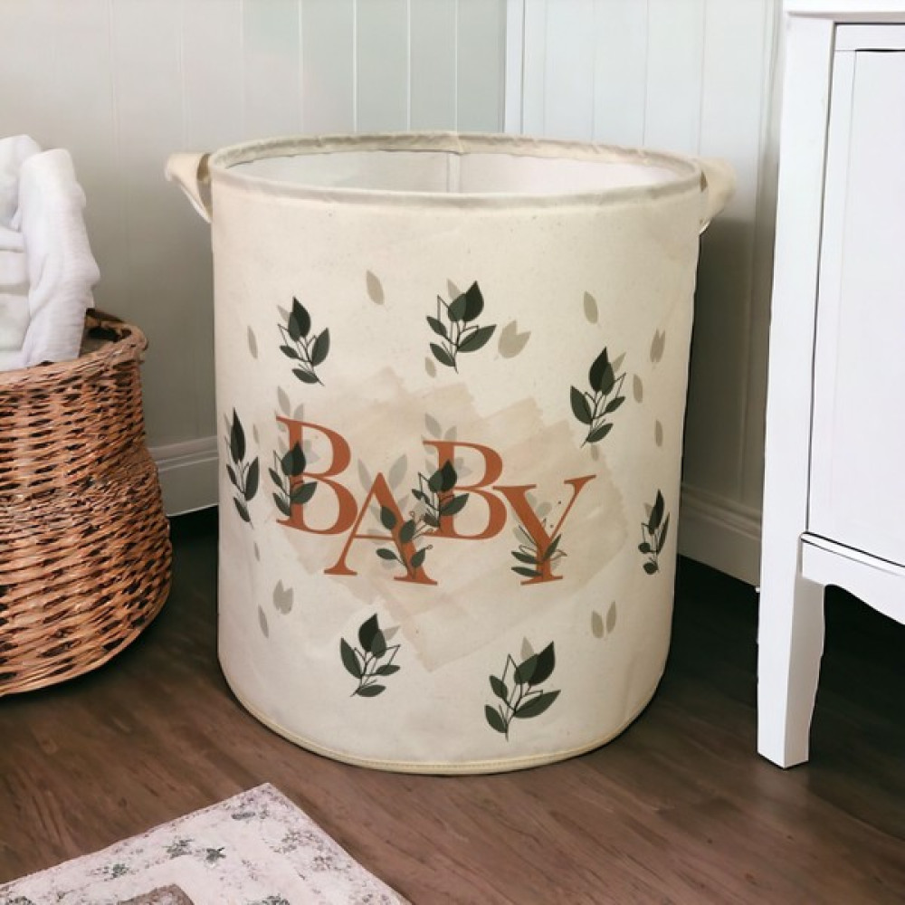 Prendi Home Baby Baskılı Çok Amaçlı Oyuncak Saklama, Kirli Çamaşır Sepeti - 37x40 - Kahverengi - Yeşil - Krem Sepet Fiyatı